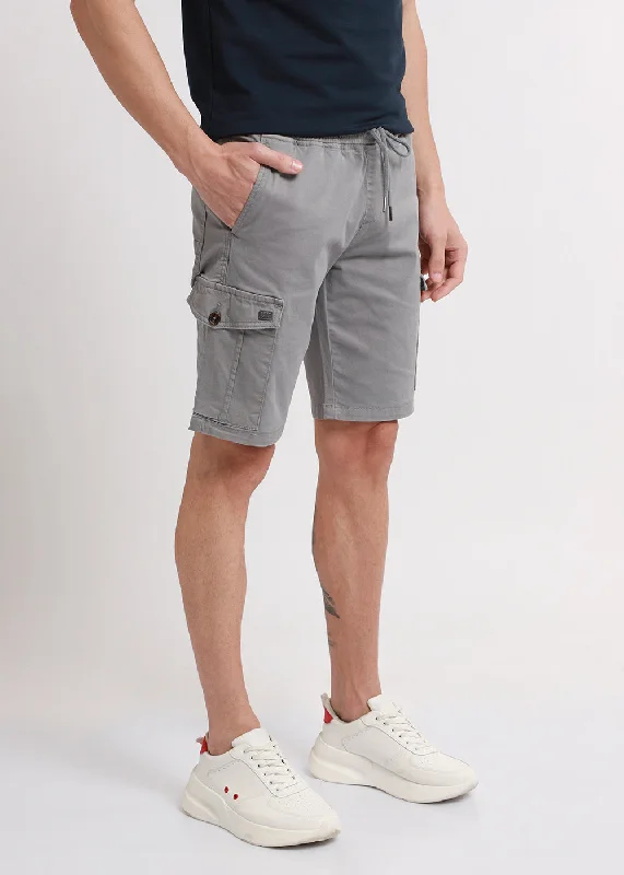 Brocky Grey Cotton Cargo Shorts