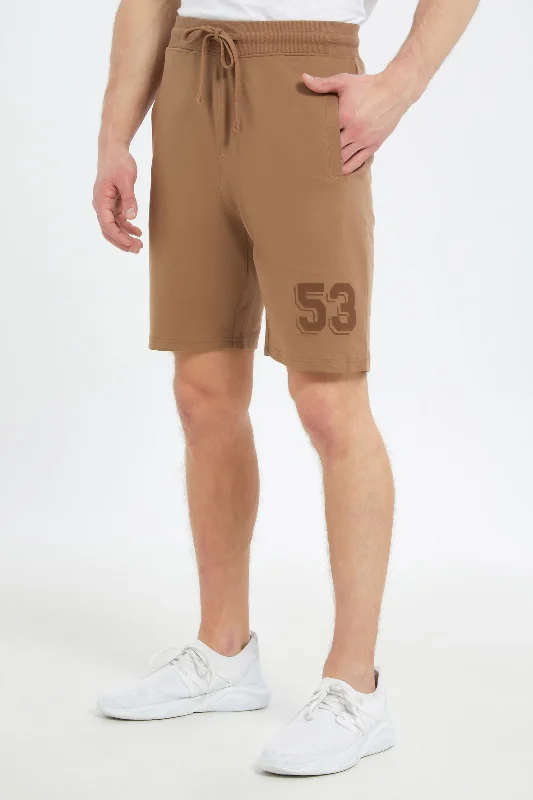 Men Brown Sweat Short