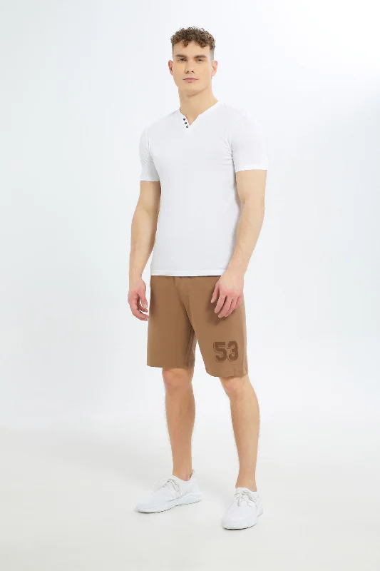 Men Brown Sweat Short