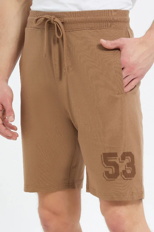 Men Brown Sweat Short