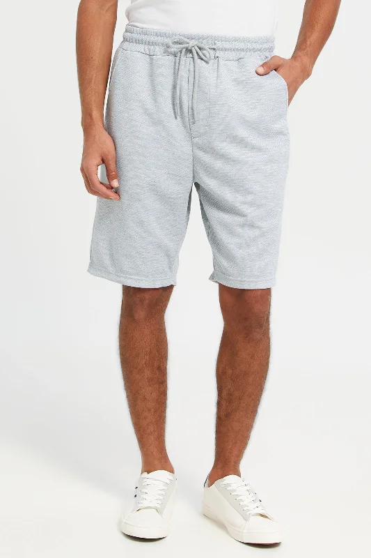 Men Grey Jacquard Lounge Shorts