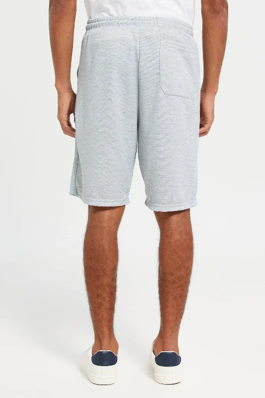 Men Grey Jacquard Lounge Shorts