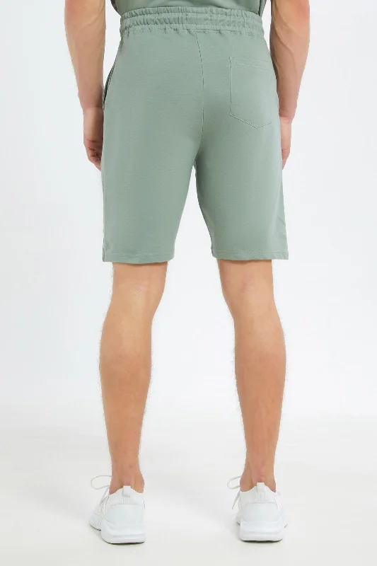 Men Olive Printed Lounge Short