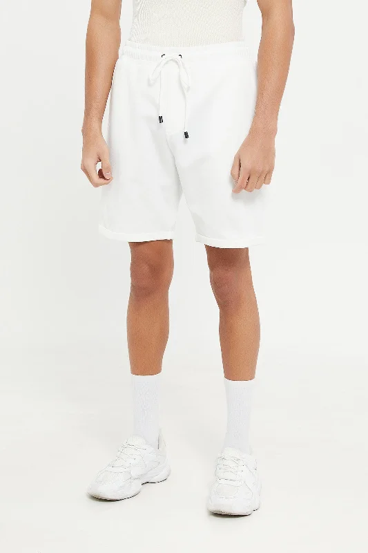 Men White Pull-On Shorts