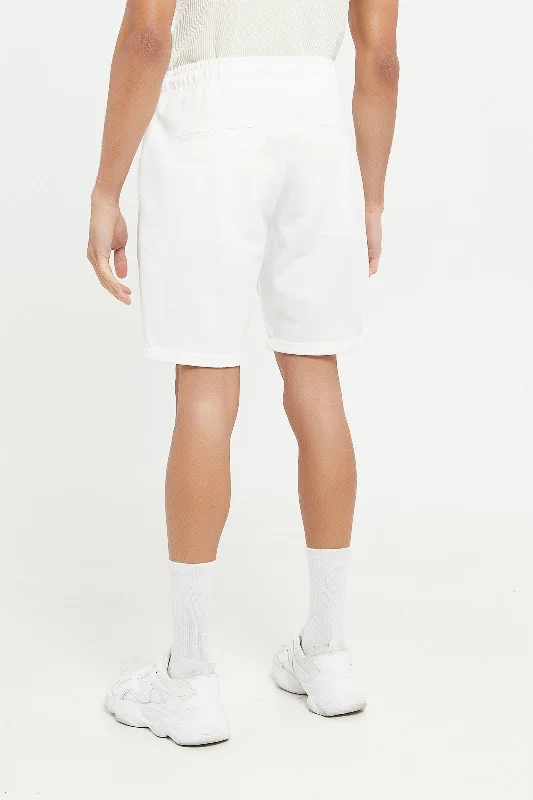 Men White Pull-On Shorts