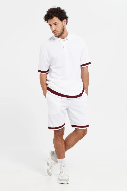 Men White Jacquard Lounge Short