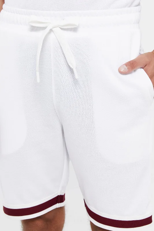 Men White Jacquard Lounge Short