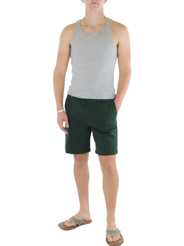 Mens Canvas Stretch Deck Shorts Flat Front