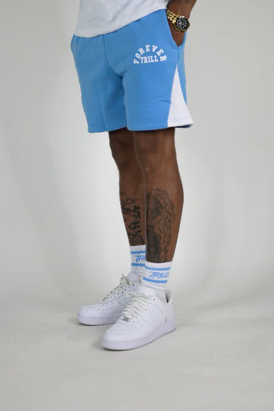 Forever Trill Cotton Shorts - Sky/White