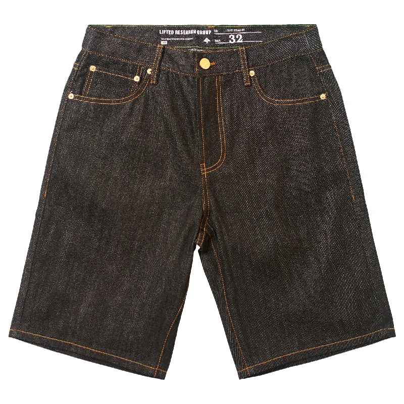 TRUE STRAIGHT JEAN SHORTS - RAW BLACK